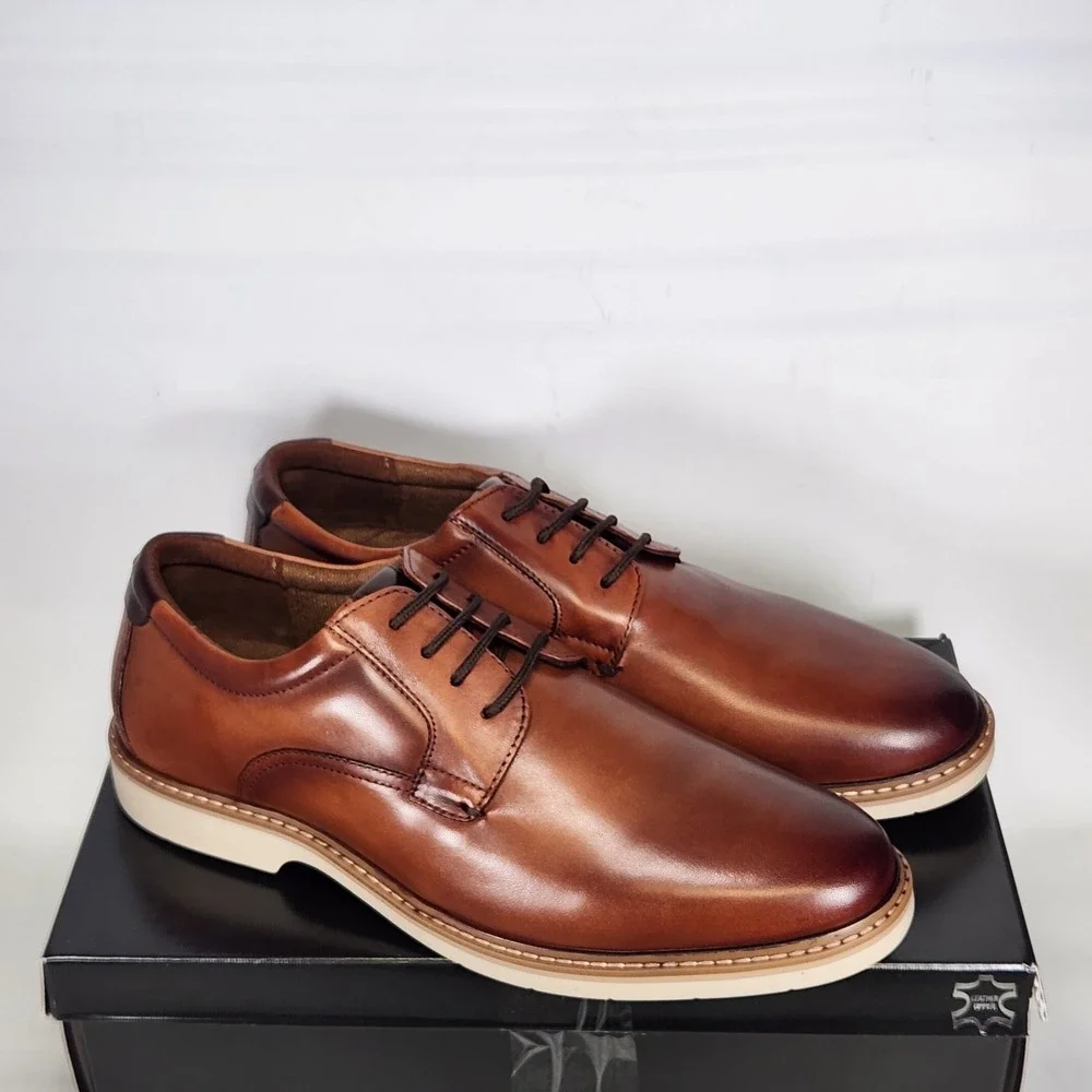 Franco Fortini Jefferey Dress Shoes Mens Size 12 Cognac Leather Oxford Derby